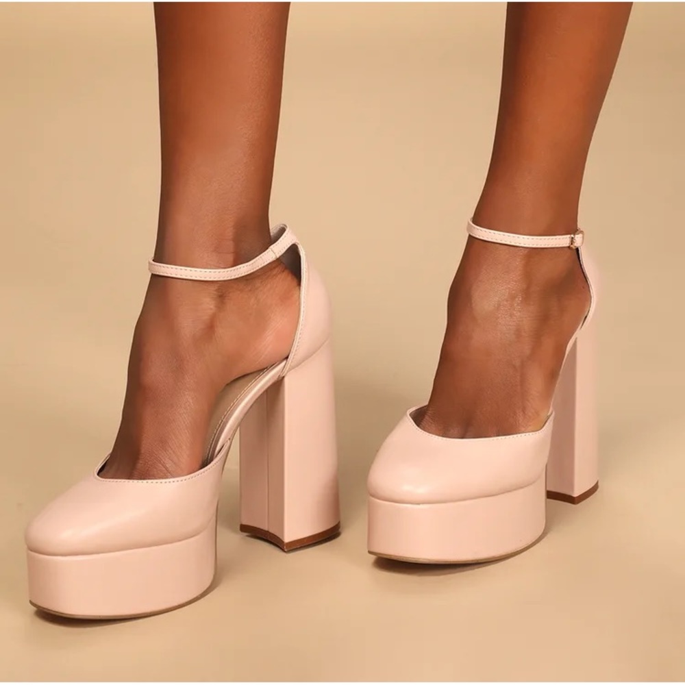 Madden Girl Dion Blush Platform Ankle Strap Pumps